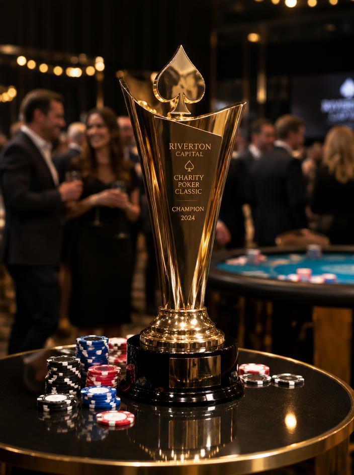 Trophy prize for a corporate poker tournament winner